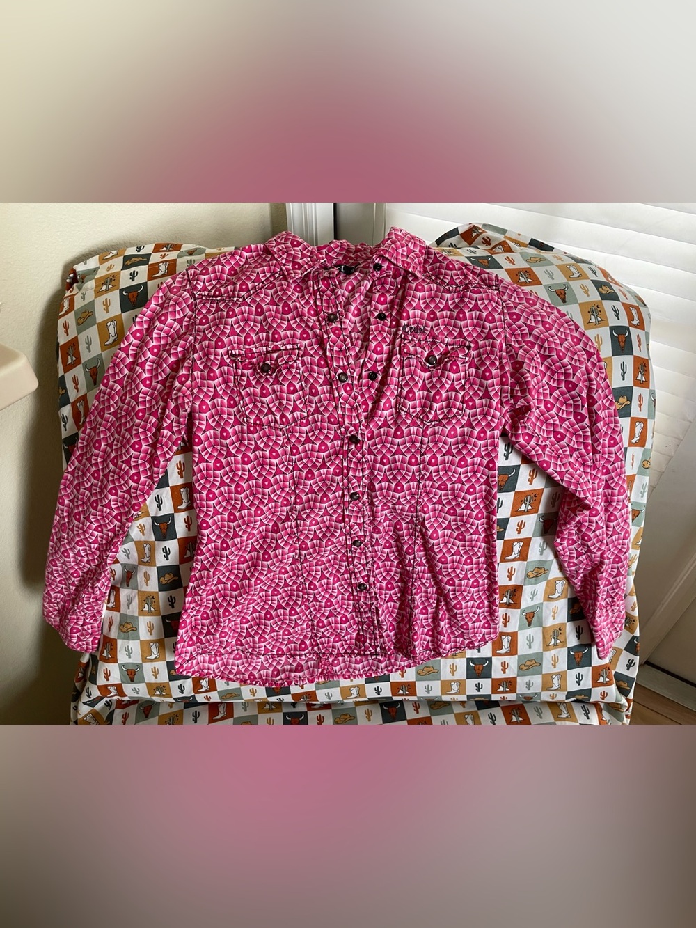 Cruel Girl Pink Geometric Button-Down Shirt